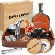 Premium Cocktail Smoker Kit with Torch - Natural Wood Box, Silver Tools, 6 Flavo