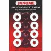 Janome Pre-wound Bobbins - White & Black Embroidery Bobbinfill Bobbins