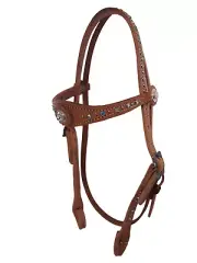 HR Saddlery Crystal Accent Headstall With Berry Concho Browband