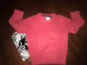 NWT 3/4 Mini Boden Red Crewneck Cotton Sweater