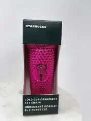 NEW Starbucks 2022 Hot Pink Studded Cold Cup Tumbler Ornament / Keychain