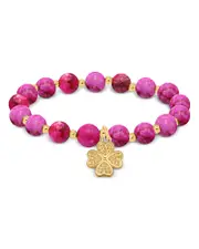 Aqua Beads & Clover Charm Stretch Bracelet - Exclusive