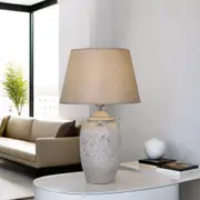 Scarlett Earthy Ceramic Table Lamp - Antique Brown or Grey, Fabric Shade, 550mm High, PL0017