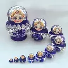10Pcs/Set Russian Nesting Dolls Wooden Hand Painted Gift Babushka Matryoshka Toy