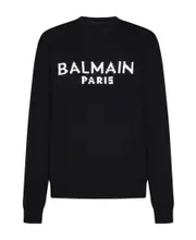 Balmain Jacquard Logo Crewneck Sweater Black