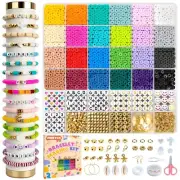 JQEEYGV 5500pcs Clay Beads Bracelet Making Kit 24 Colors Friendship Bracelet ...