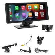 Portable Wireless Carplay Car Stereo with Dash Cam - 10.26In HD IPS Screen, Android Auto, 1080P Backup Camera, Bluetooth Black