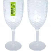 12 x Plastic Ripple Clear Wine Cups Glasses 350ML Drinking Red White Wine Party