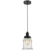 Innovations W Canton Mini Pendant, BK Seedy/Bell/Zebra - 100BK-10BW-0H-BK-G184