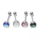 Set of 4 Tongue Ring Barbells 14G Synthetic Opal Glitter Surgical Steel