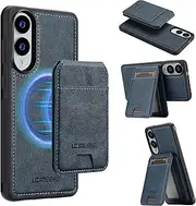 [GoshukunTech] for Samsung Galaxy S25 Edge 5G Wallet Case,for Samsung S25 Edge Flip Case with Vertical Flip Card Slots PU Leather Detachable Phone Cover[Support Magsafe or Wireless Charging]-Navy Blue