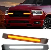 NEOXIST For 2019-2024 Dodge Ram 1500 Laramie/Big Horn/Tradesman, LED Grille Light Bar with Amber Turn Signal & Daytime Running Light DRL, Front Bumper Grille Lamp Insert Trim Exterior Accessories