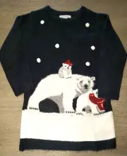 girls WINTER DRESS KNIT POLAR BEARS NEW NWOT 5/6 snow balls SO CUTE! WARM!