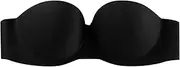 [Generic] Bandeau Bra for Women Strapless Seamless Push Up Bras Non-Slip Bra with Removable Clear Back Band for Large Breasts