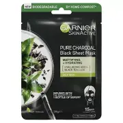 Garnier Pure Charcoal Tissue Face Mask Charcoal with Black Tea Paraben Free 32ml