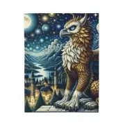 Velveteen Plush Blanket Mythical Griffin Medieval Night Sky