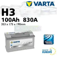 在飛比找Yahoo!奇摩拍賣優惠-[電池便利店]德國華達 VARTA 銀色動力 H3 100A