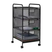 Storage Cart 13.25?x 25? w/ Removable Drawers 4-Wheeled Black