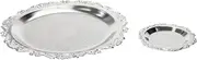 KUMGROT 2pcs Elegant Serving Platter Round Dessert Trays Candy Trays Dish Decorative for Party Wedding Home Decor Silver Serving Trays 11cm/4in and 25cm/1in Diameter