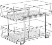 Koqina 2 Tier Clear Organiser with Dividers, Acrylic Under Sink Storage Kitchen Pantry Organizer