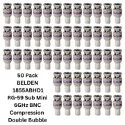 50 Pack BELDEN 1855ABHD1 RG-59 Sub Mini 6GHz 1080p BNC Compression Double Bubble