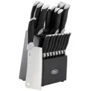 Oster Lindbergh 22 Piece Stainless Steel Cutlery Set With Storage Block In Blac