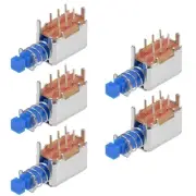 5Pcs Push Button Switch DPDT 6 Pin 1 Position Self-Locking Blue