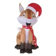 4' Air Blown Inflatable Fox Wearing Santa Hat