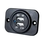 KT Cables 1A - 2.1A 12V Dual USB LED Socket