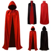 Wear Hooded Cloak Dress Make up Long Cape Hood Masquerade Costume Smock Robe