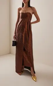 [SEV] Strapless Jacquard Open Dress