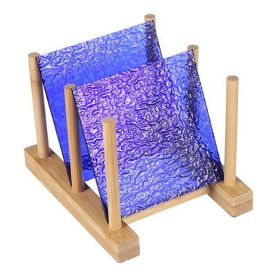 4 x 4 Inch Stained Glass Sheets, 2 Sheets Art Glass, Cobalt Blue Pattern