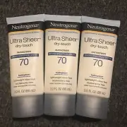 Neutrogena Ultra Sheer Dry-Touch SPF 70 Sunscreen Lotion 3.0 fl oz 3-PK