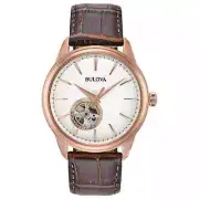 Bulova Men's Classic Automatic Open Aperture Brown Leather Watch 41 MM 97A133