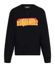 Dsquared2 Wash Cool Fit Crewneck 3D Logo Sweatshirt S,XL,L,M,XXL,XXXL Black