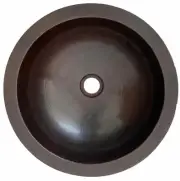 CPS05 15" Round Copper Bathroom Sink Mexican Hand Hammered Dual Mount Dark