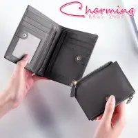 在飛比找momo購物網優惠-【Charming Bags】Elegant 真皮釦式中夾(