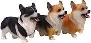 ULDIGI 3pcs Corgi Ornaments Small Stuffed Animals Decor Farm Animals Figurines Small Corgi Dog Model Corgi Dog Figurine Fake Dog Model Small Faux Dog Model Simulation Puppy Adornment Doll