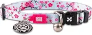 Max & Molly Urban Pets Fun & Pretty Cat Collar w/Jingle Bell, Breakaway Safety Buckle, Adjustable Sizing & Smart ID Personalized Tag for Girl or Boy Cats/Kittens, Cherry Bloom Design (197021)