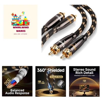 RCA Cables Audiophile 3ft HiFi Stereo RCA Audio Cable for Car, Speaker | O-C-...