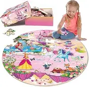 SYNARRY Floor Puzzles for Kids Ages 3-8, 70 Piece Unicorn Princess Fairy Puzzles, Pink, Cartoon Style, 1 Set, 1 Item, 70 Pieces, 1 Puzzle, 3 - 6 Years