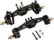 1/10 Front and Rear Axle Set for 1/18 RC Crawler TRX4M TRX4-M Metal Upgrade Parts Brass Black Coating Complete Fr&on&t Rear Portal Axles with Steel Gears Aluminum Front & Rear Portal Axles