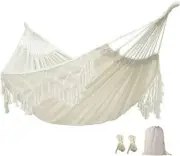 Camping Double Hammock Boho Hanging Swing Bed with Carry Bag for Patio Outdoor