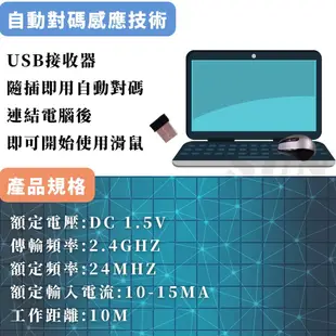 台灣出貨 滑鼠 無線滑鼠 2.4GHz滑鼠 1600dpi 四多工按鍵 10M距離 Win10 (6折)