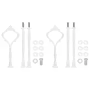 2 Set Cake Tray Stand Handle Plate Hardware Fitting, 3-Tiers Crown White