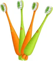 BELLIFFY Manual Kids Toothbrush Set 4 Pcs Soft Bristles Ergonomic Tooth Brush for Kids Carrot Shape