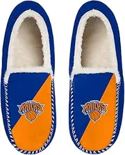FOCO NBA Unisex-Adult Officially Licensed Color Block Primary Logo Sherpa Lined Moccasin Slippers