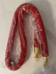 Four Of 5 Ft Red Velvet Rope Crowd Control Barrier Gold Hooks Party Wedding