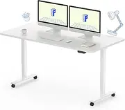 [FLEXISPOT] E6 Dual Motor 3 Stages Standing Desk 140x70 cm Whole-Piece Board Height Adjustable Desk Electric Stand Up Desk Sit Stand Desk(White Frame + White Desktop)