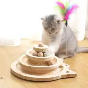 Wooden 2/3 Levels Pet Cat Toy Tower Track Triple Play Disc Cat Ball Training Toy